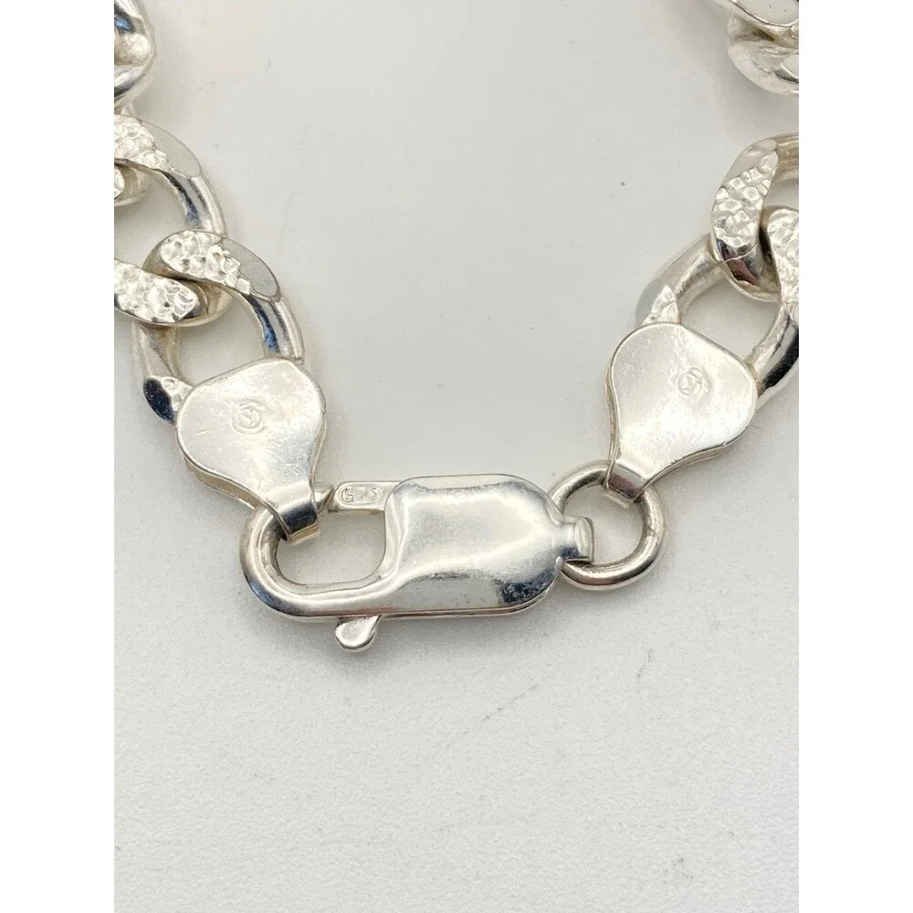 7.5mm super heavy 925 Italy sterling silver Cuban link chain reversible necklace - Picture 10 of 12